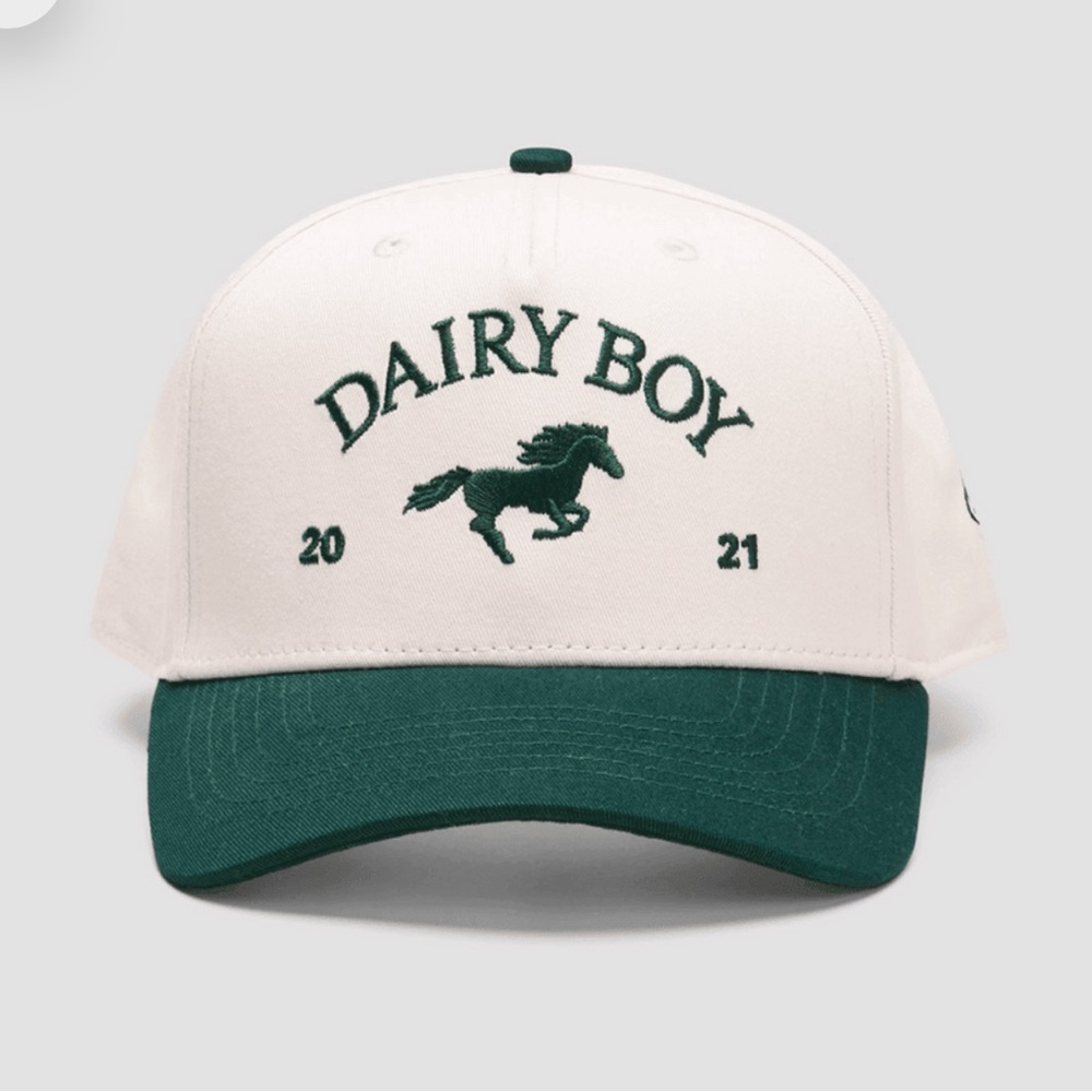 Dairy Boy White and Green Cap